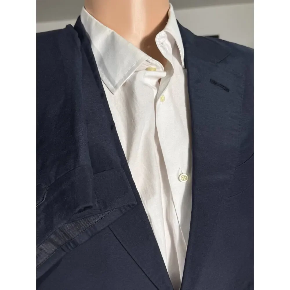 Tom Ford Navy Blue Linen Silk 2Pc Suit 38R US Notch Lapel 32x28.5 Pants O'connor